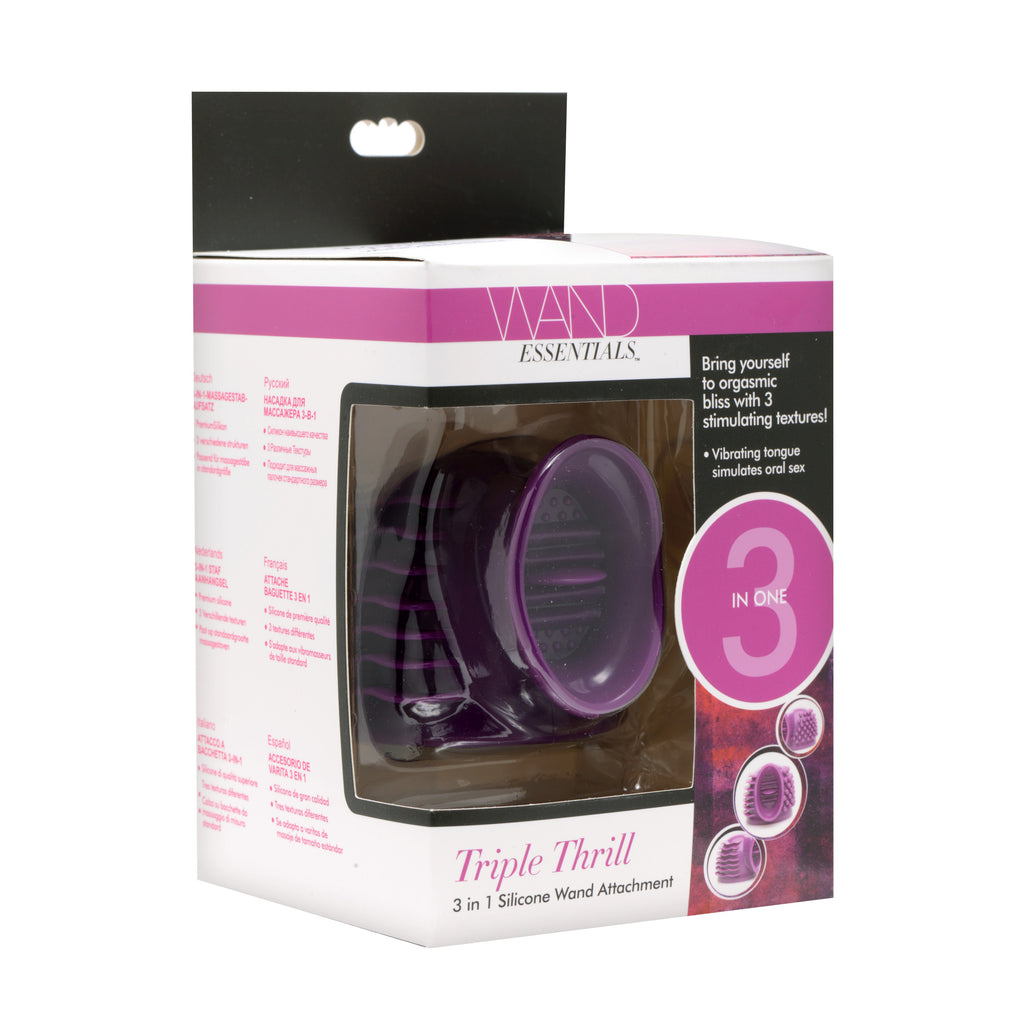 Wand Essentials Triple Thrill 3 in 1 Silicone Wand Attachment Purple