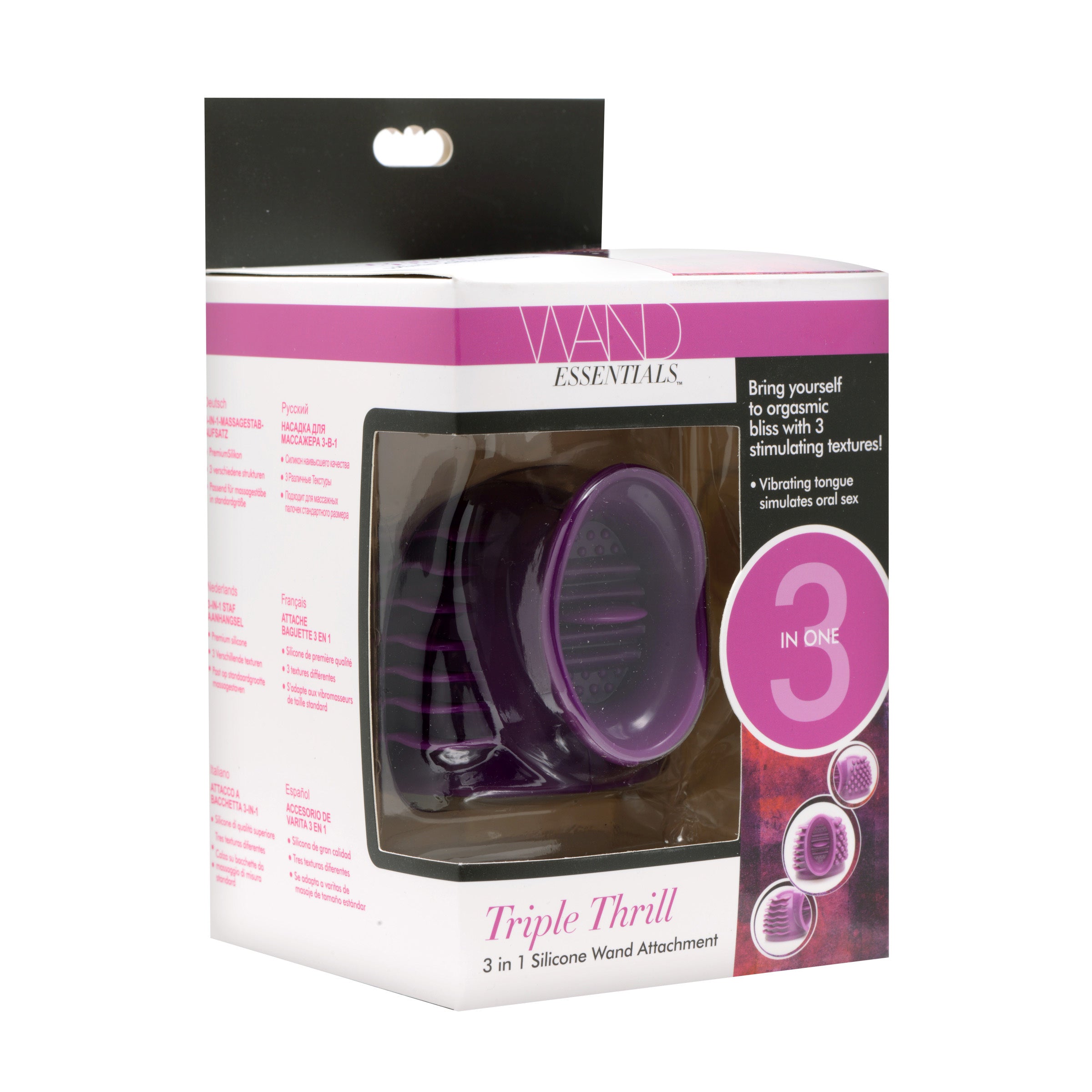 Wand Essentials Triple Thrill 3 in 1 Silicone Wand Attachment Purple