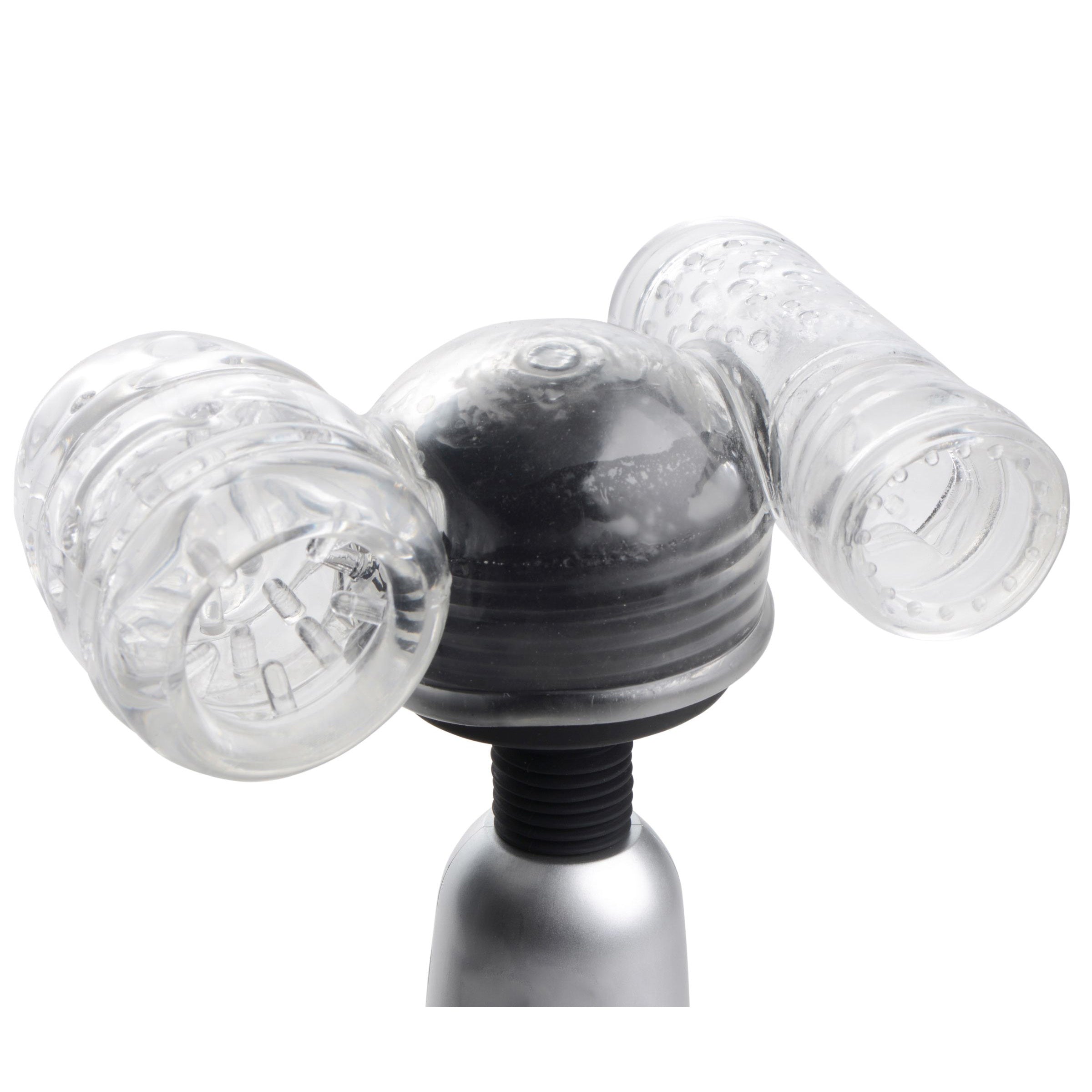 Wand Essentials Twin Turbo Strokers 2 in 1 Wand Attachment for Men Clear