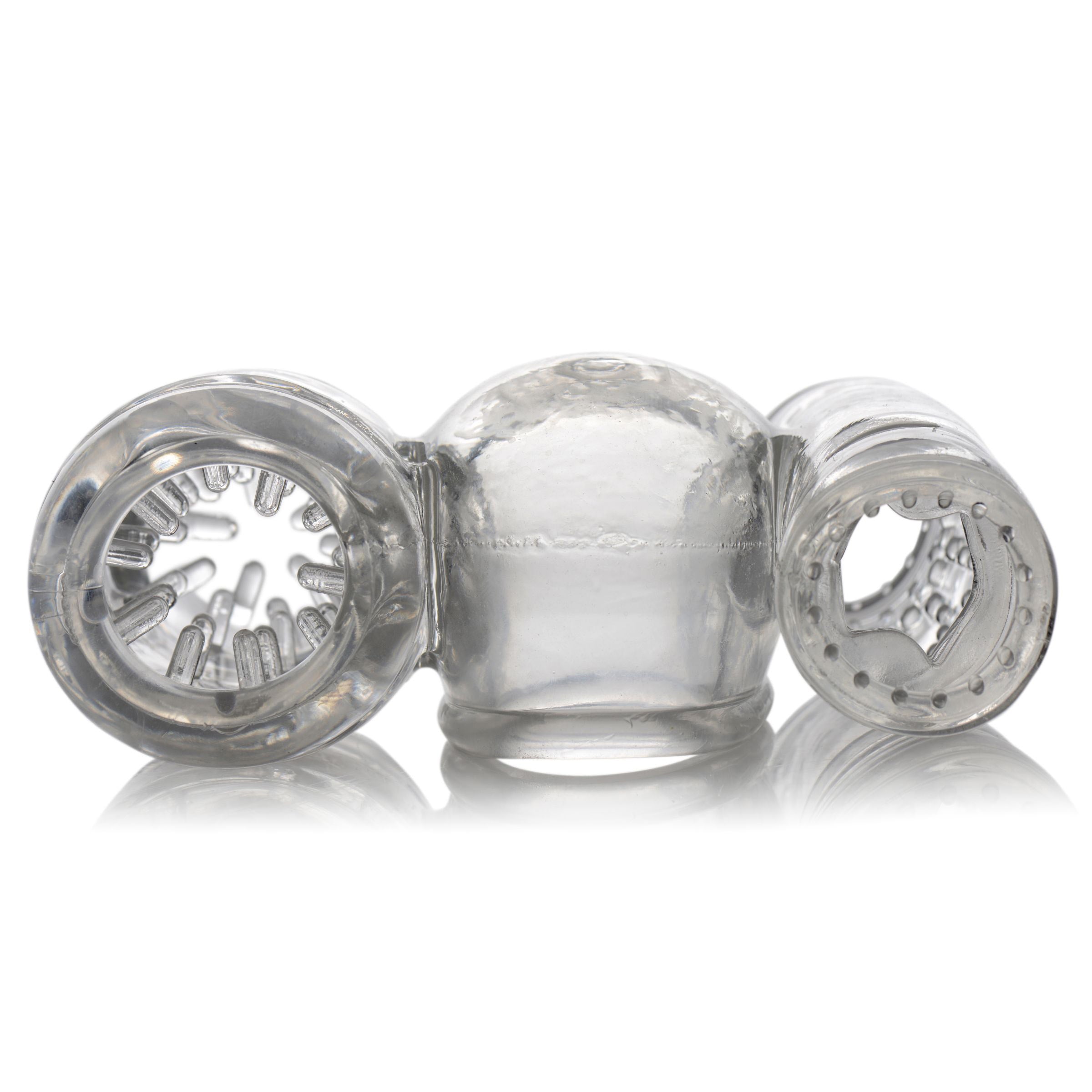 Wand Essentials Twin Turbo Strokers 2 in 1 Wand Attachment for Men Clear