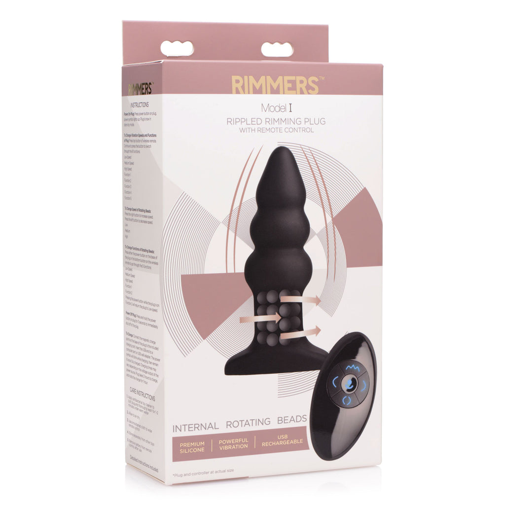 Rimmers Rimmers Model I Rippled Rimming Plug with Remote Black