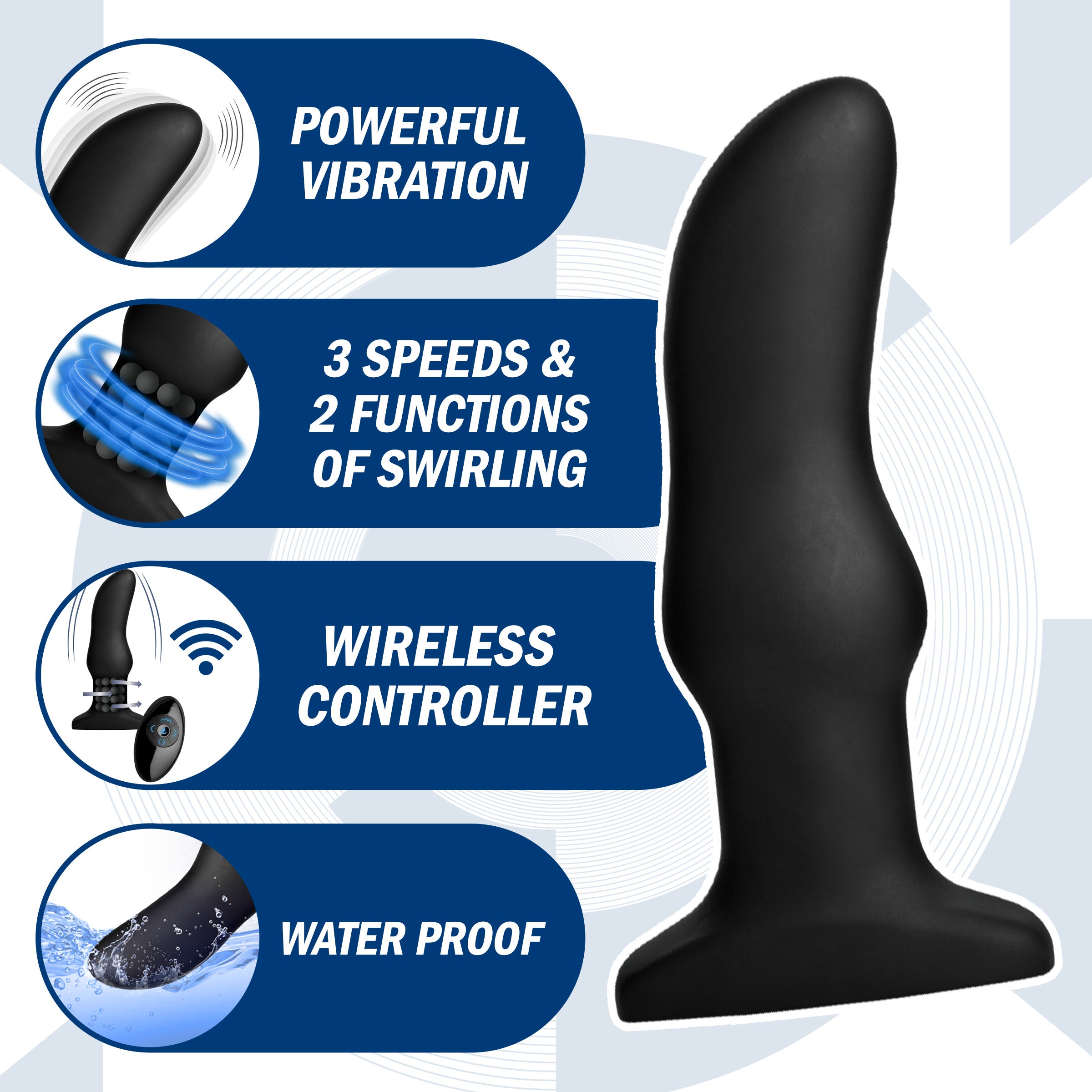 Rimmers Rimmers Model M Curved Rimming Plug with Remote Black