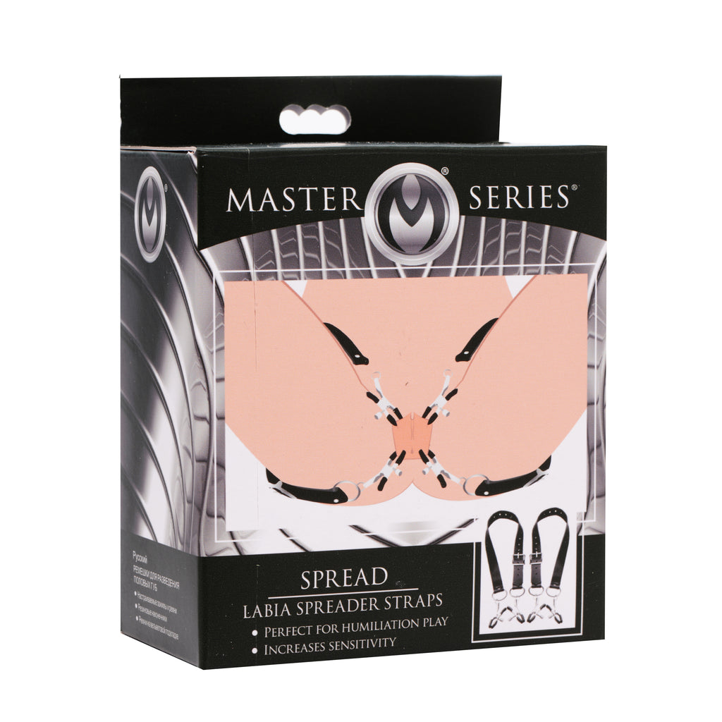 Master Series Spread Labia Spreader Straps with Clamps Black