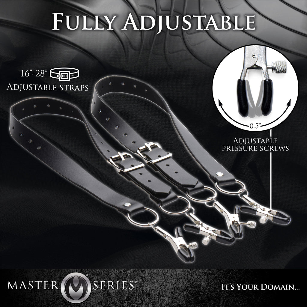 Master Series Spread Labia Spreader Straps with Clamps Black