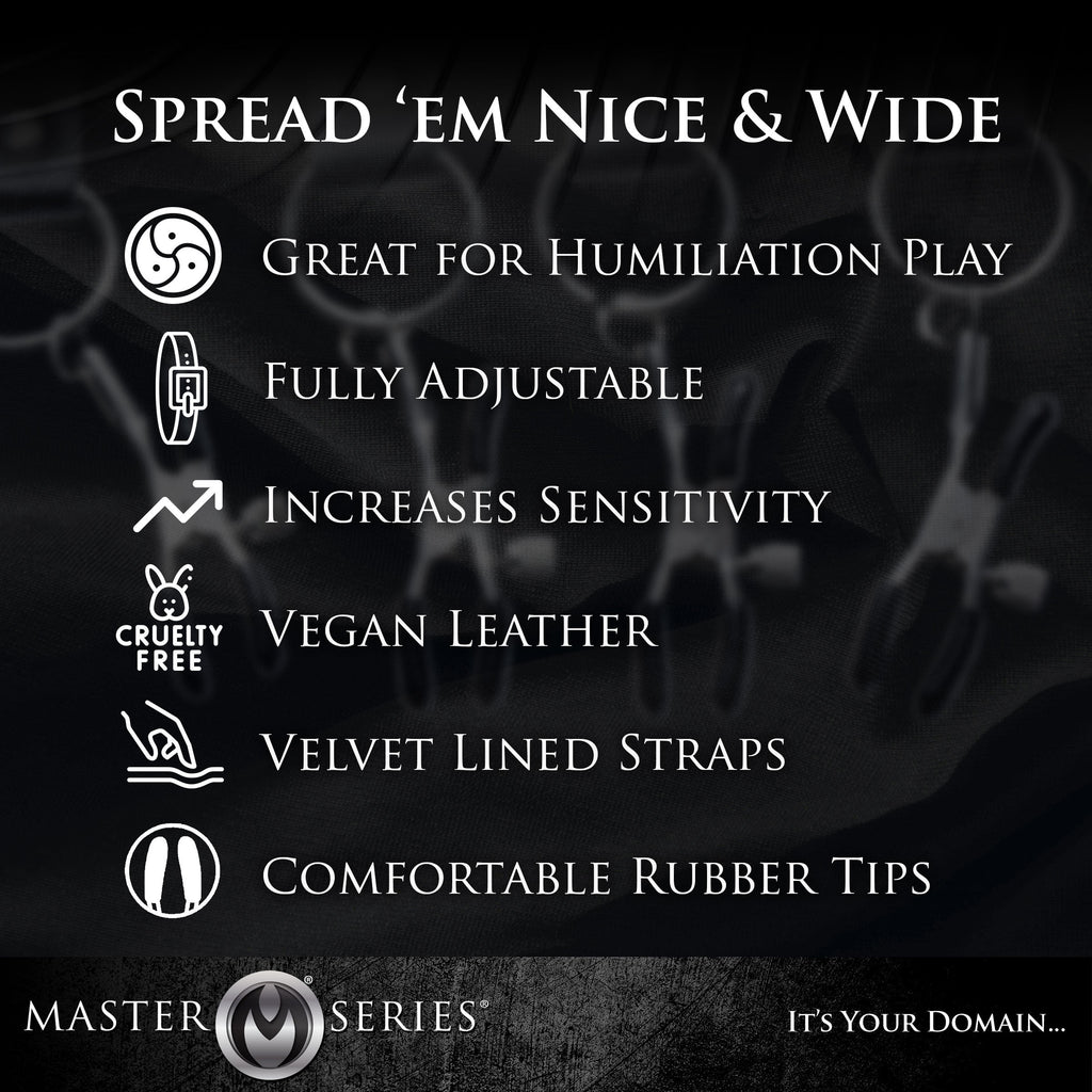 Master Series Spread Labia Spreader Straps with Clamps Black