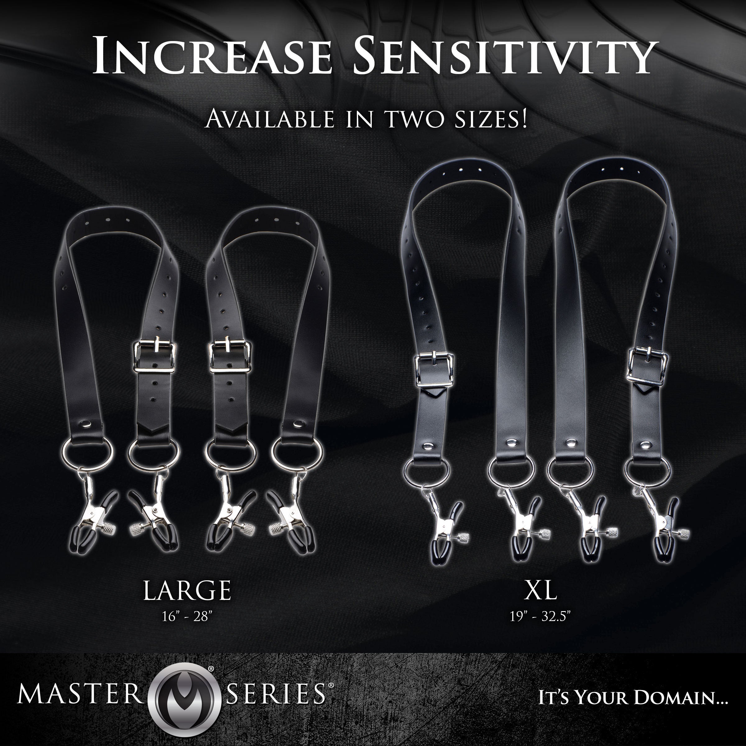 Master Series Spread Labia Spreader Straps with Clamps Black