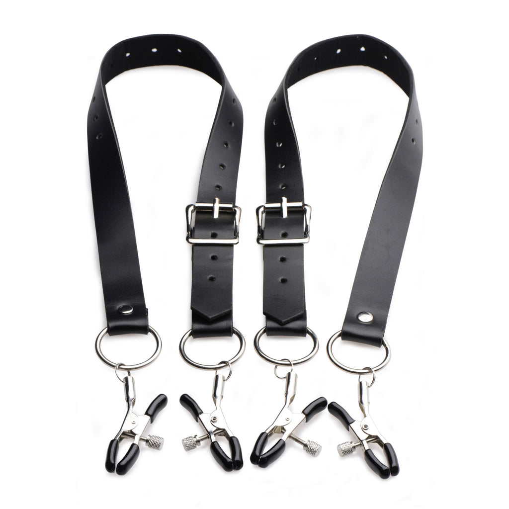 Master Series Spread Labia Spreader Straps with Clamps Black