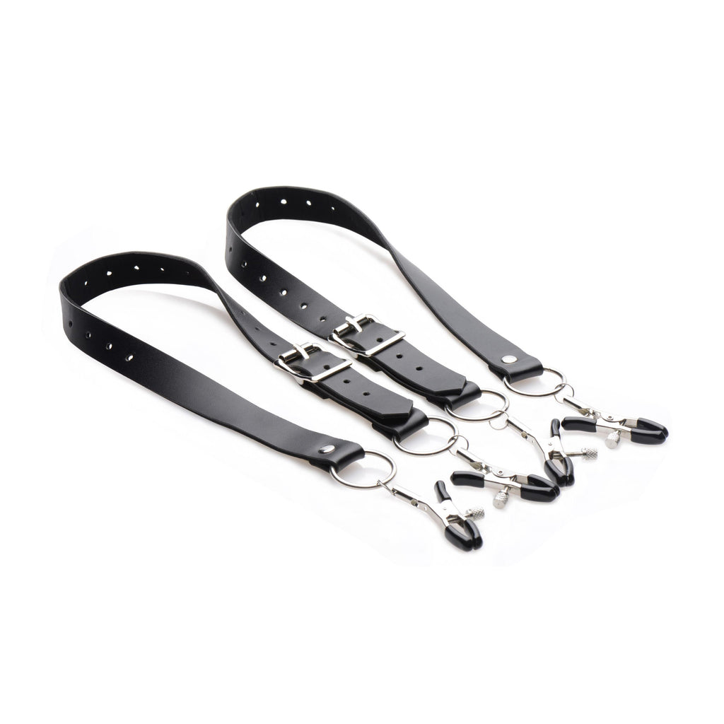 Master Series Spread Labia Spreader Straps with Clamps Black