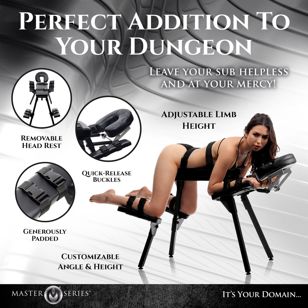 Master Series Obedience Extreme Sex Bench with Restraint Straps Black