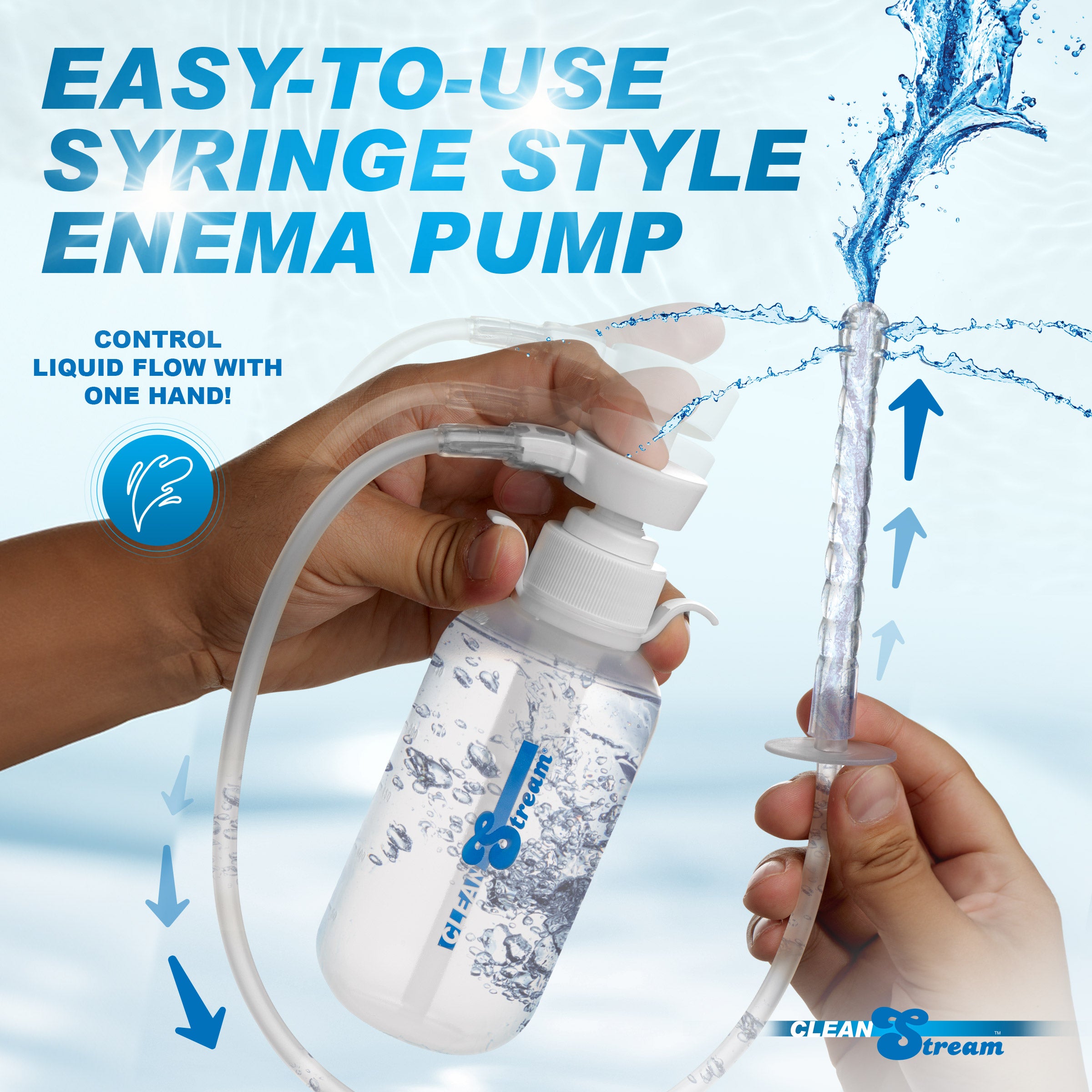 CleanStream Pump Action Enema Bottle with Nozzle Clear