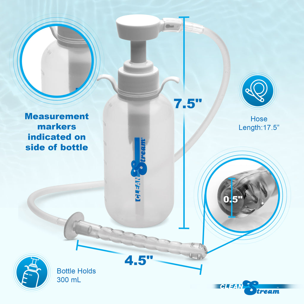 CleanStream Pump Action Enema Bottle with Nozzle Clear