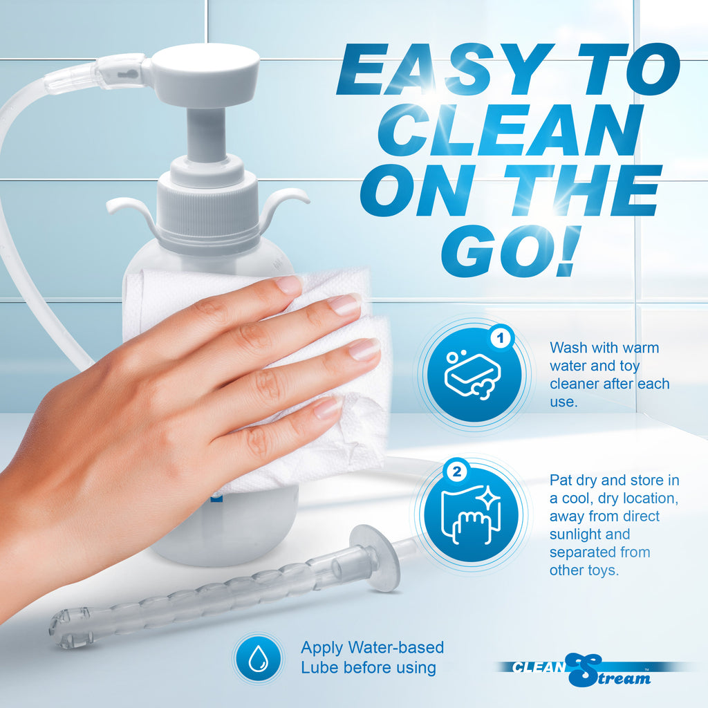 CleanStream Pump Action Enema Bottle with Nozzle Clear