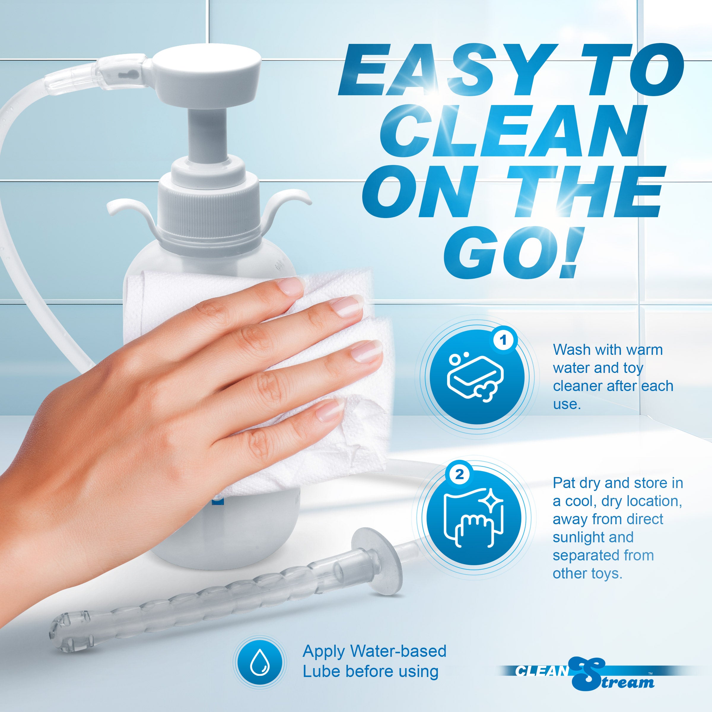 CleanStream Pump Action Enema Bottle with Nozzle Clear