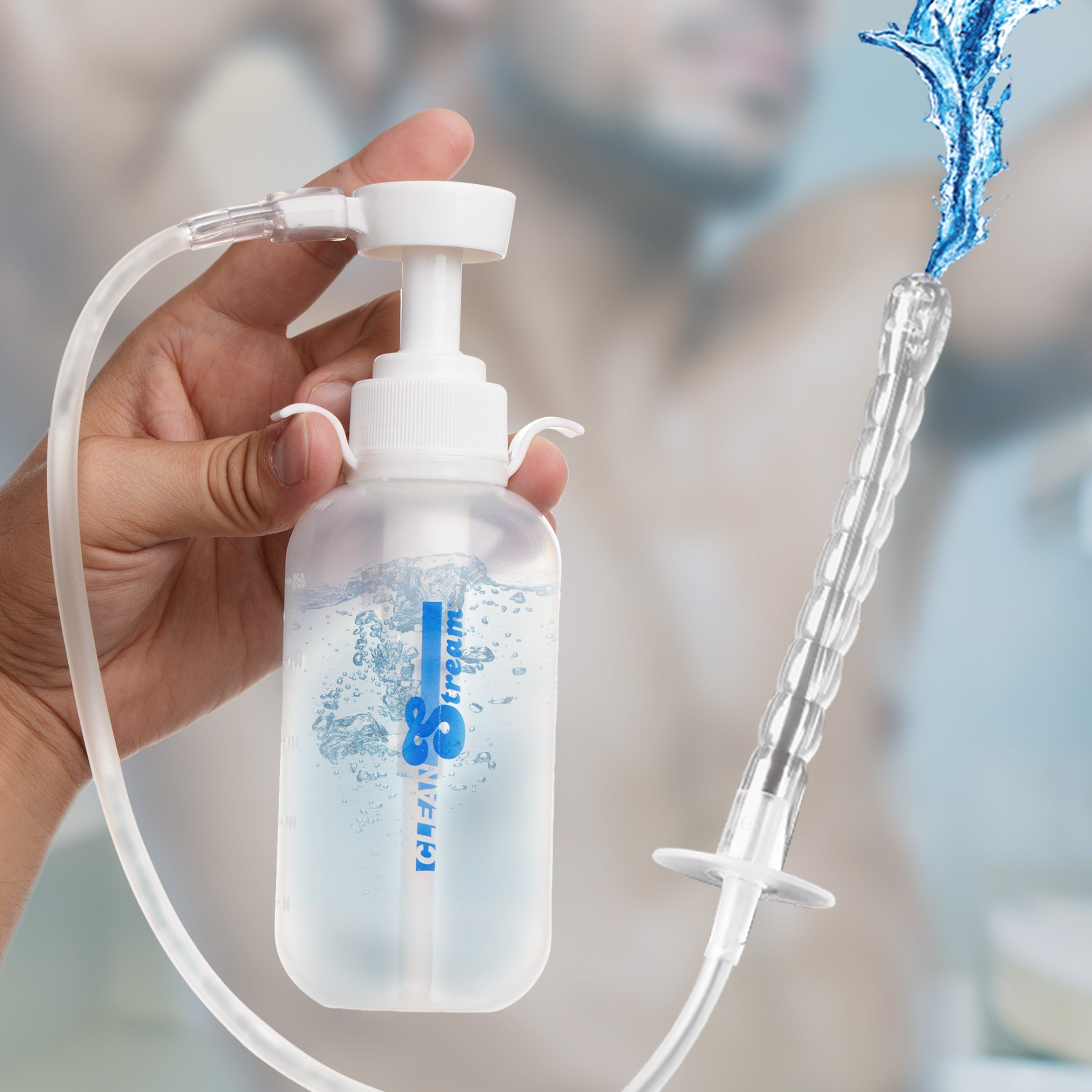 CleanStream Pump Action Enema Bottle with Nozzle Clear