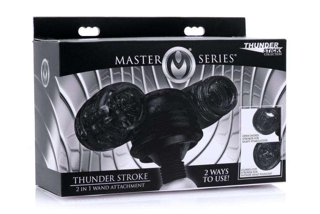 Master Series Thunder Stroke 2 in 1 Wand Masturbation Attachment Black