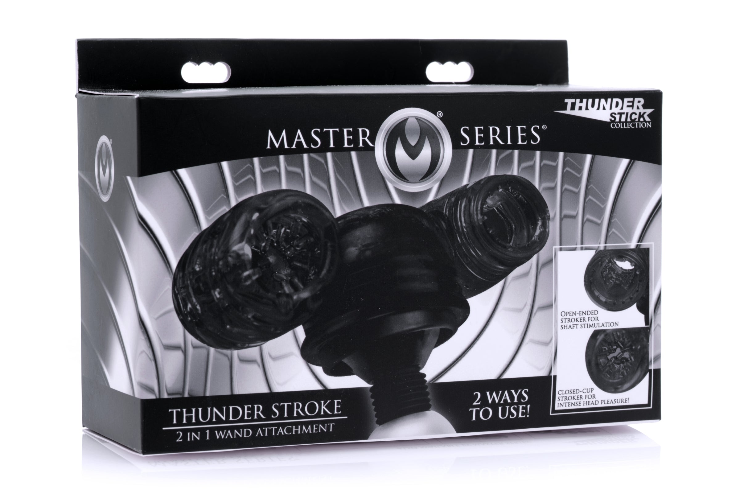 Master Series Thunder Stroke 2 in 1 Wand Masturbation Attachment Black