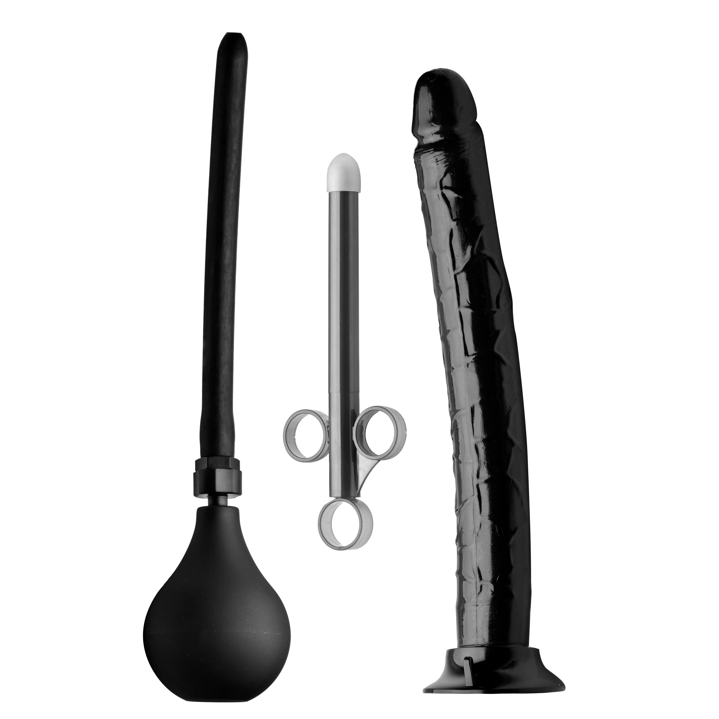 CleanStream Go Deep Anal Cleansing Kit with Huge Dildo Black