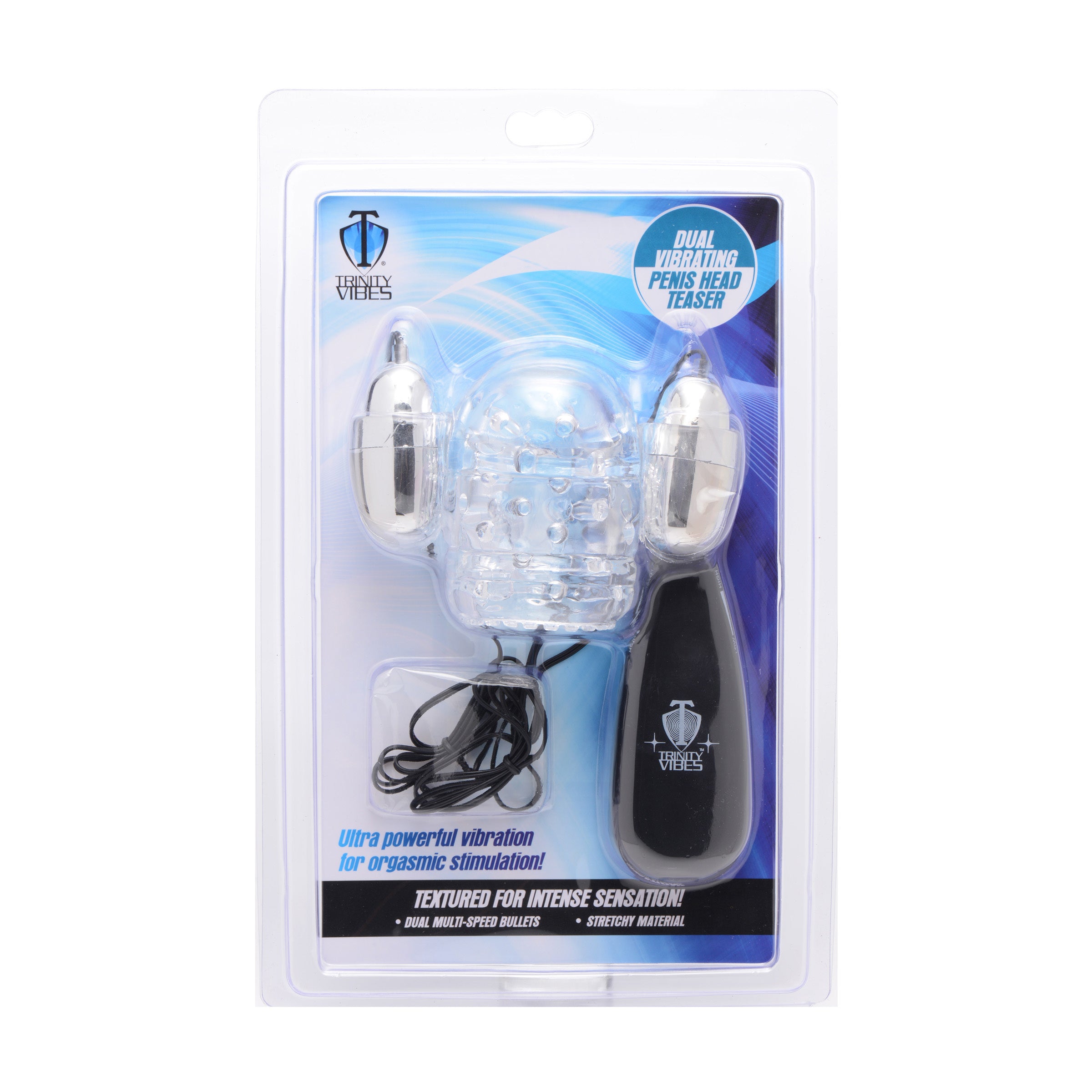 Trinity Men Dual Vibrating Penis Head Teaser Clear