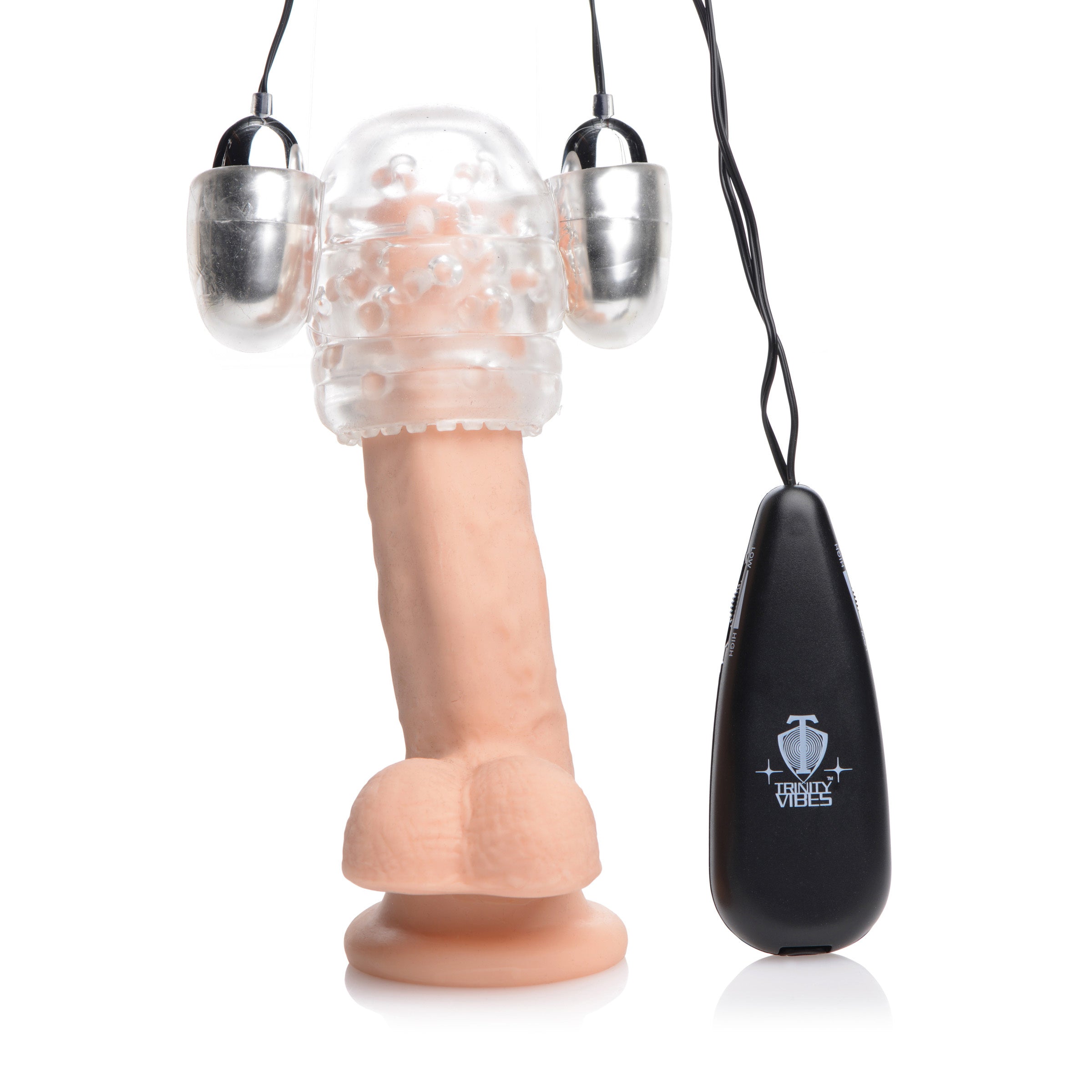 Trinity Men Dual Vibrating Penis Head Teaser Clear