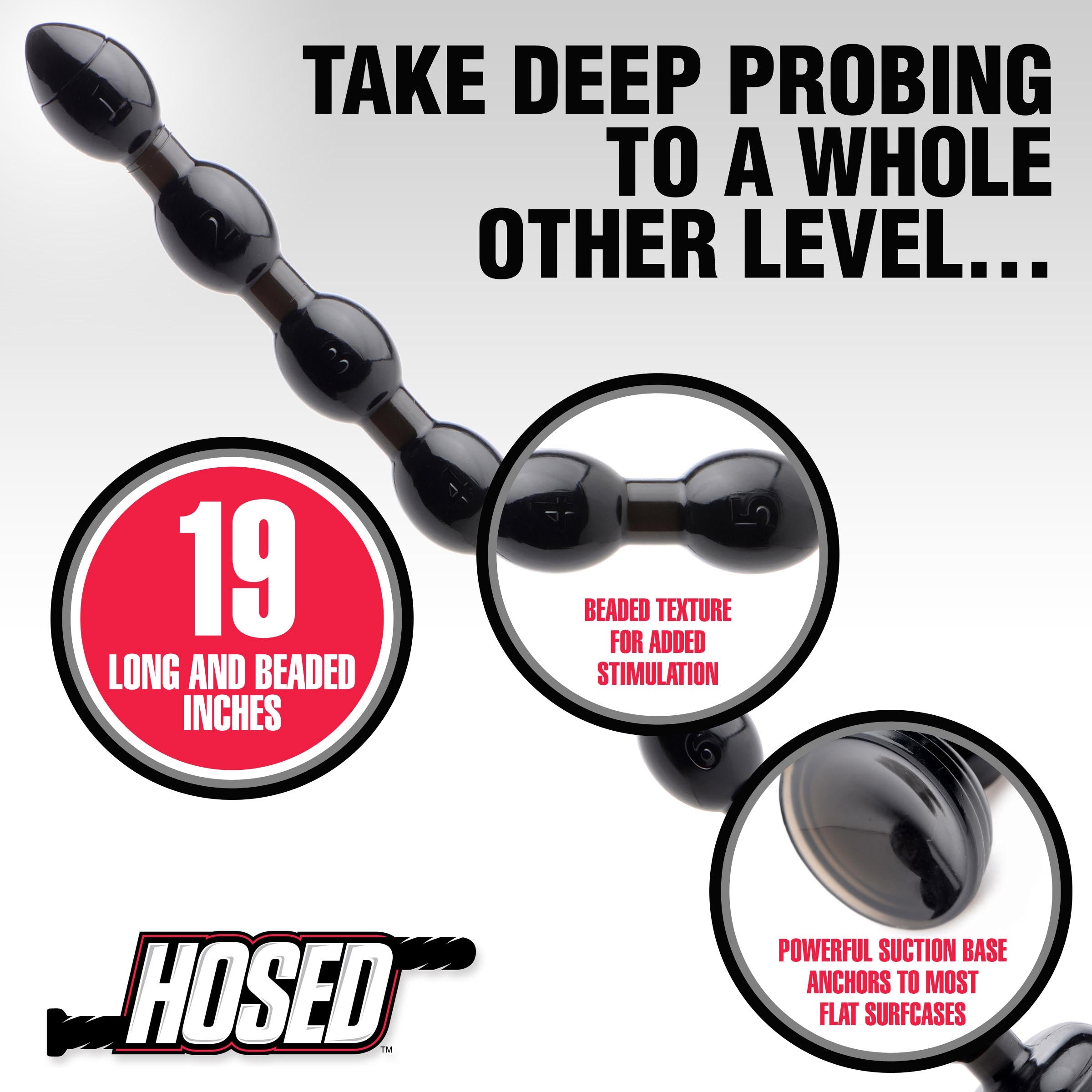 Hosed Hosed 19 Inch Beaded Anal Snake Black