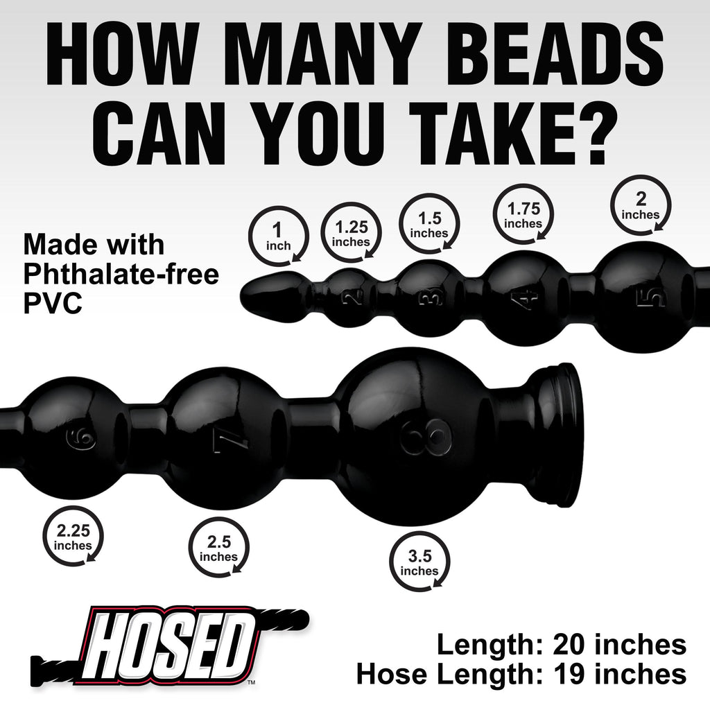 Hosed Hosed 19 Inch Graduated Bead Anal Snake Black