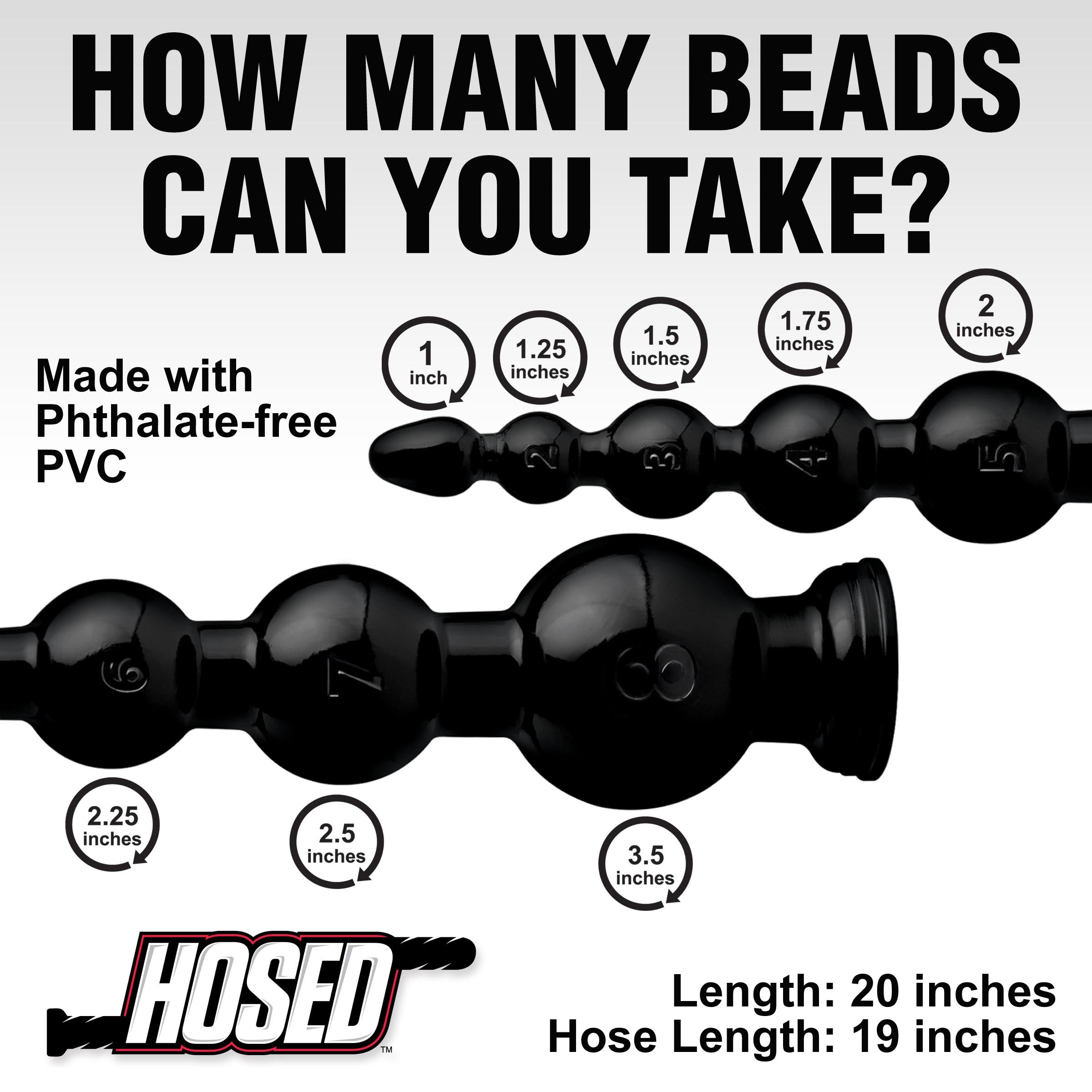 Hosed Hosed 19 Inch Graduated Bead Anal Snake Black