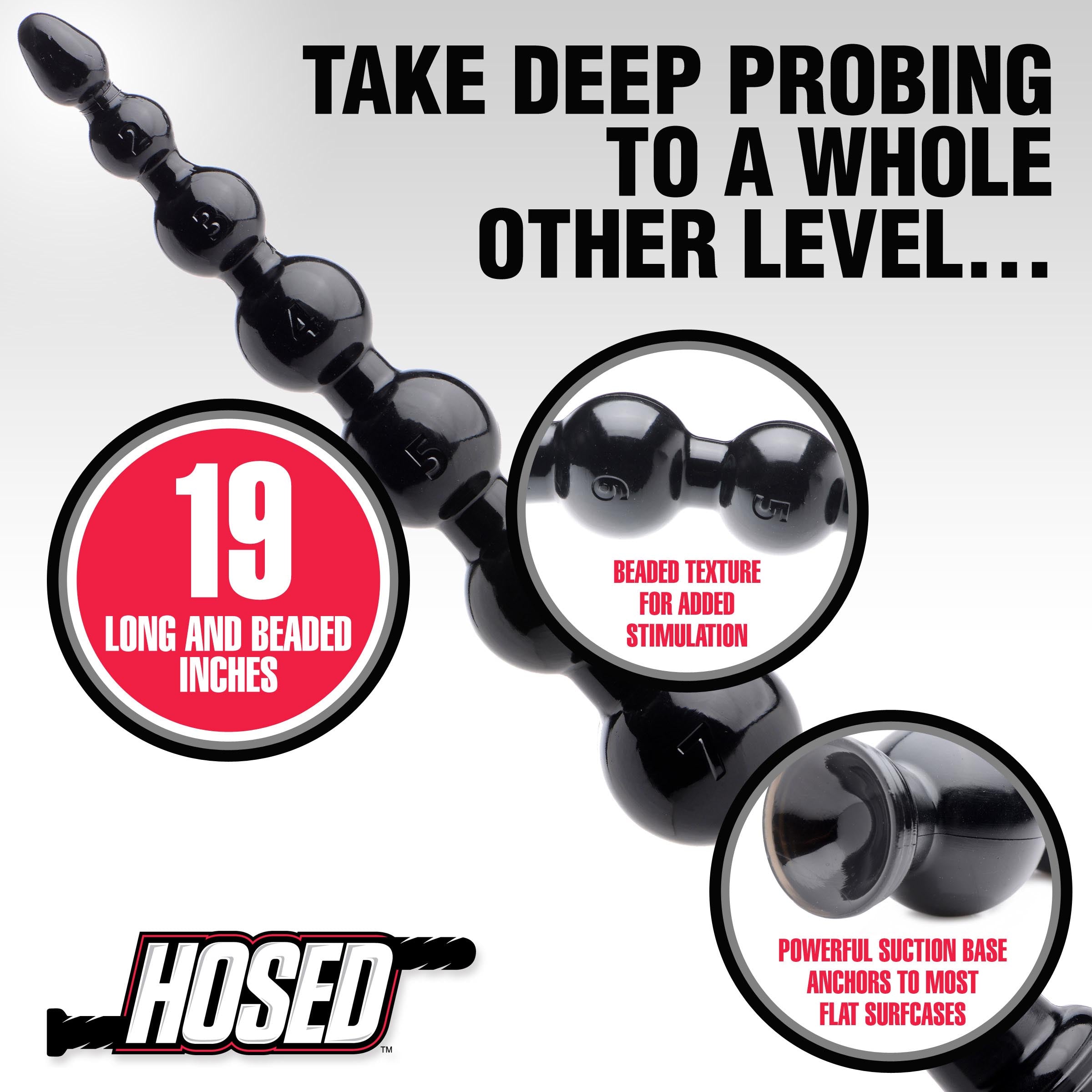 Hosed Hosed 19 Inch Graduated Bead Anal Snake Black