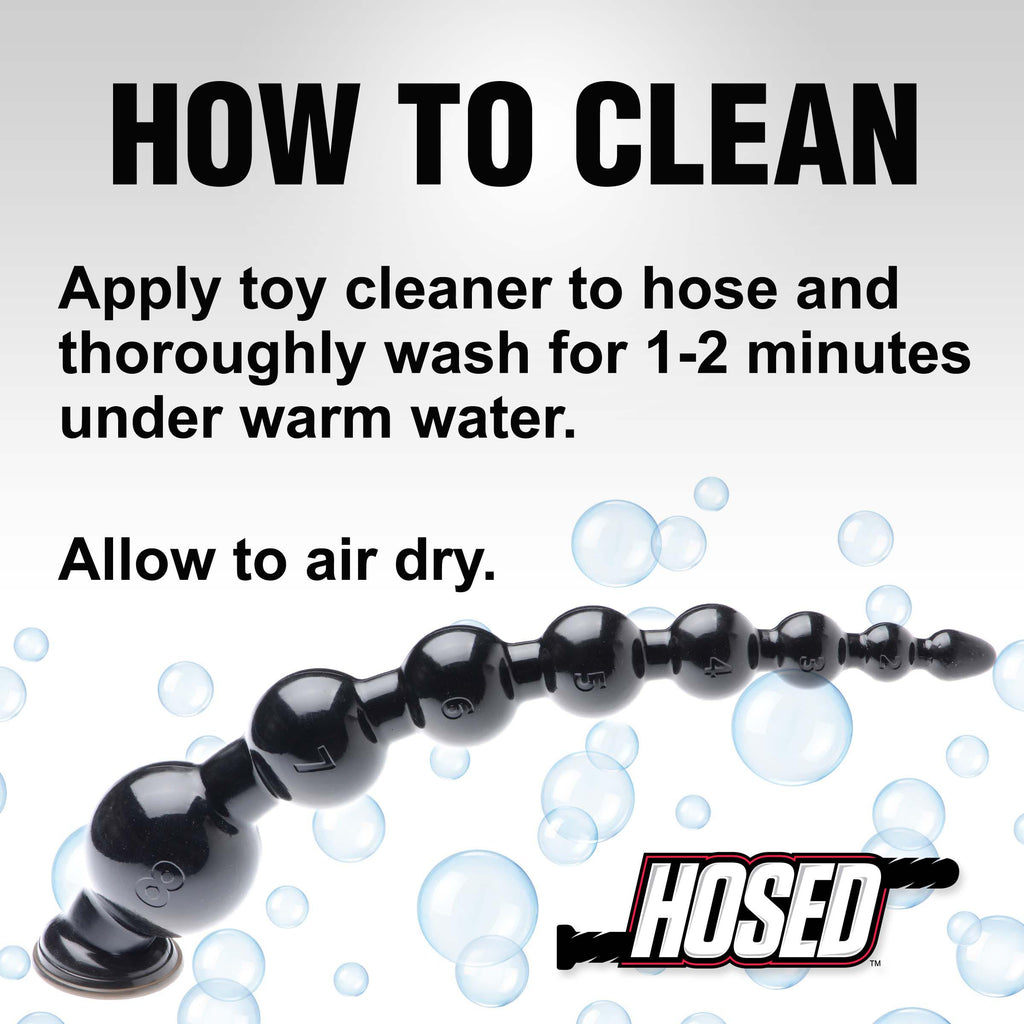 Hosed Hosed 19 Inch Graduated Bead Anal Snake Black