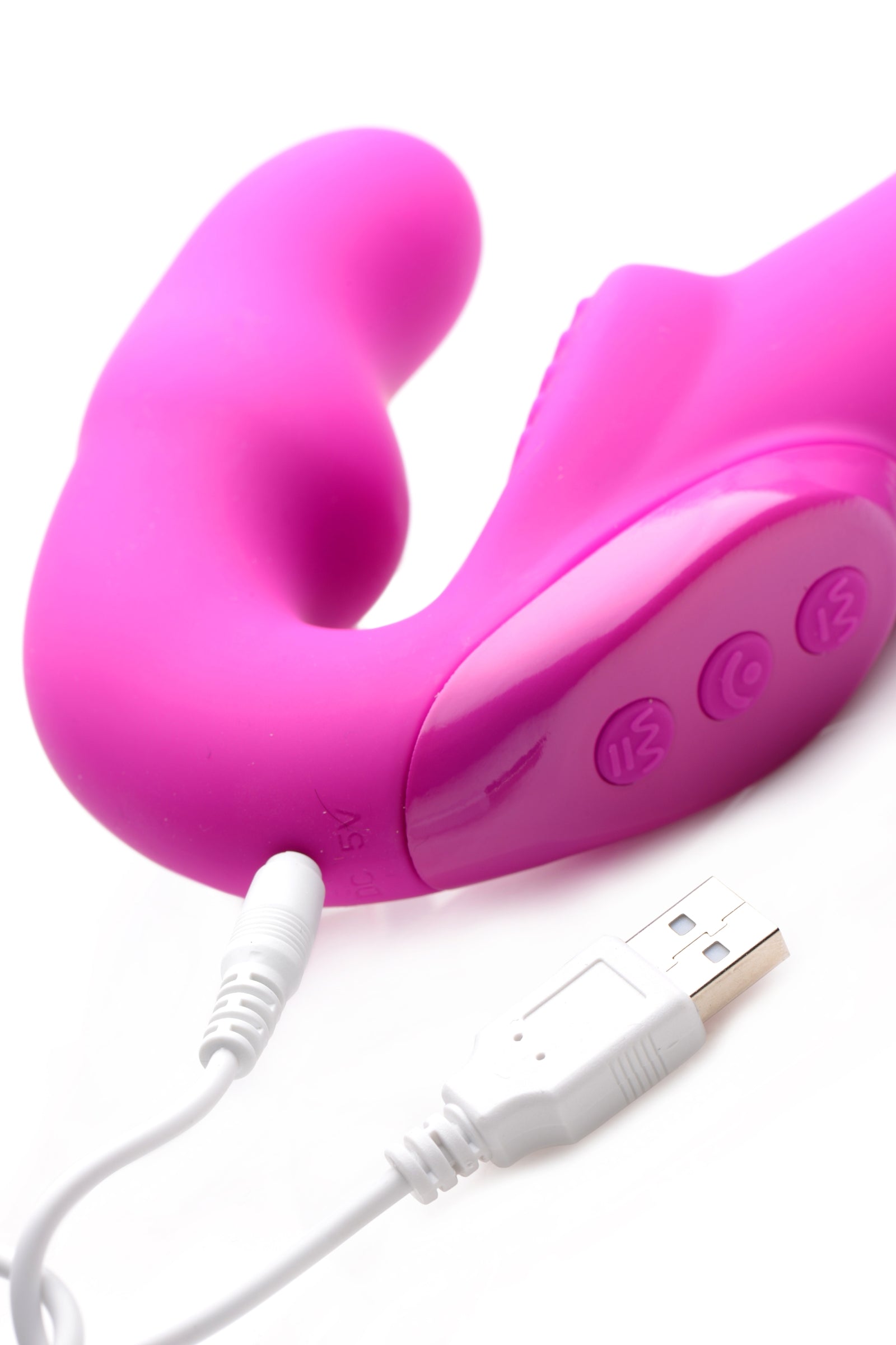 Strap U Evoke Rechargeable Vibrating Silicone Strapless Strap On - Pink Pink