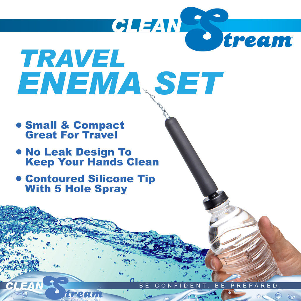 CleanStream Travel Enema Water Bottle Adapter Set Black