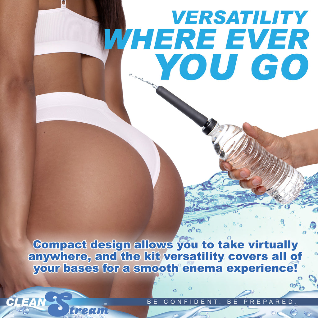 CleanStream Travel Enema Water Bottle Adapter Set Black