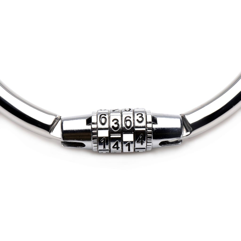 Master Series Stainless Steel Combination Lock Slave Collar Grey