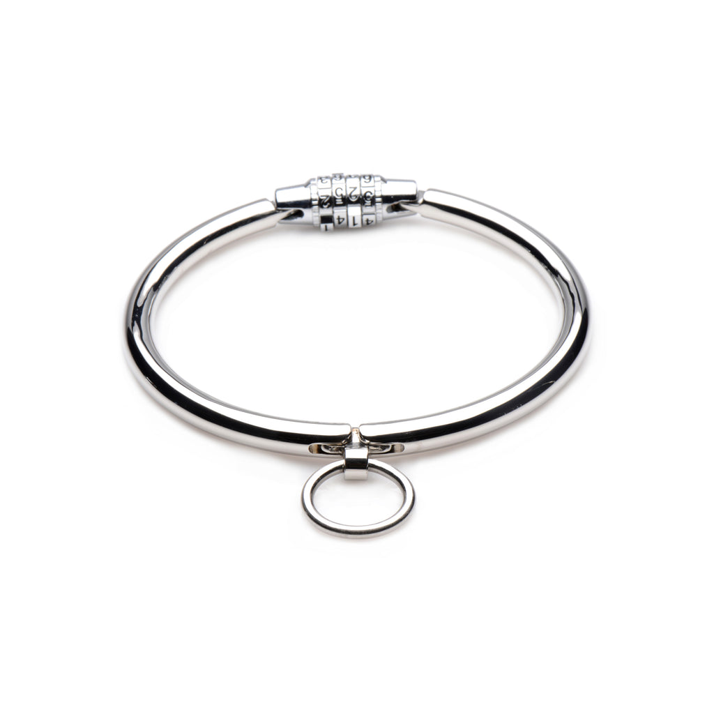 Master Series Stainless Steel Combination Lock Slave Collar Grey