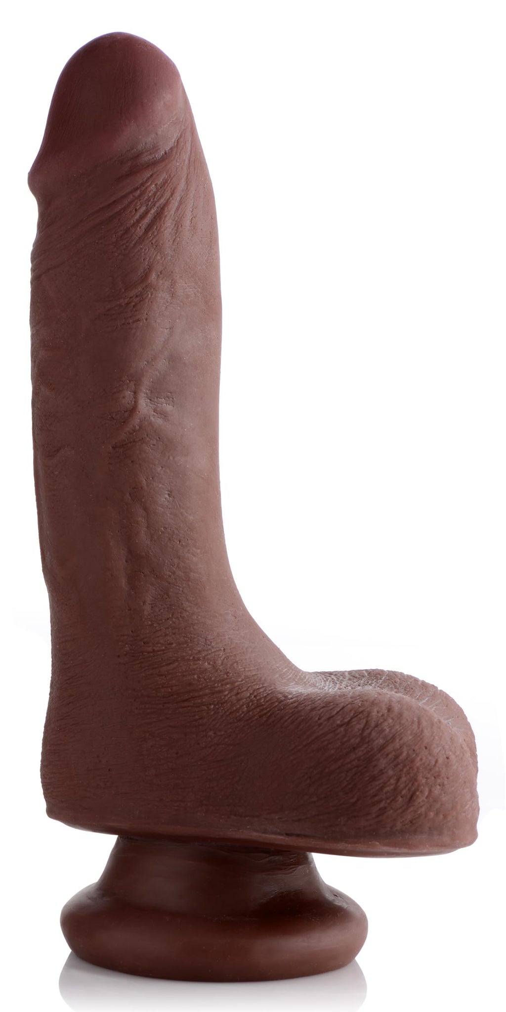 USA Cocks 7 Inch Ultra Real Dual Layer Suction Cup Dildo- Dark Skin Tone Brown