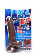 USA Cocks 8 Inch Ultra Real Dual Layer Suction Cup Dildo- Dark Skin Tone Brown