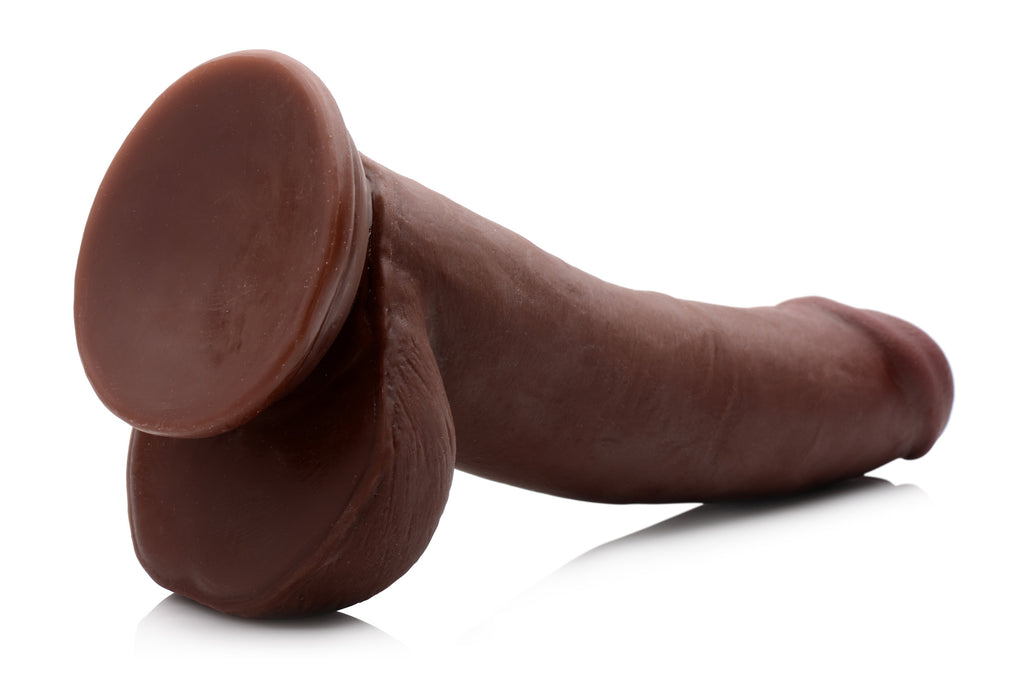 USA Cocks 8 Inch Ultra Real Dual Layer Suction Cup Dildo- Dark Skin Tone Brown