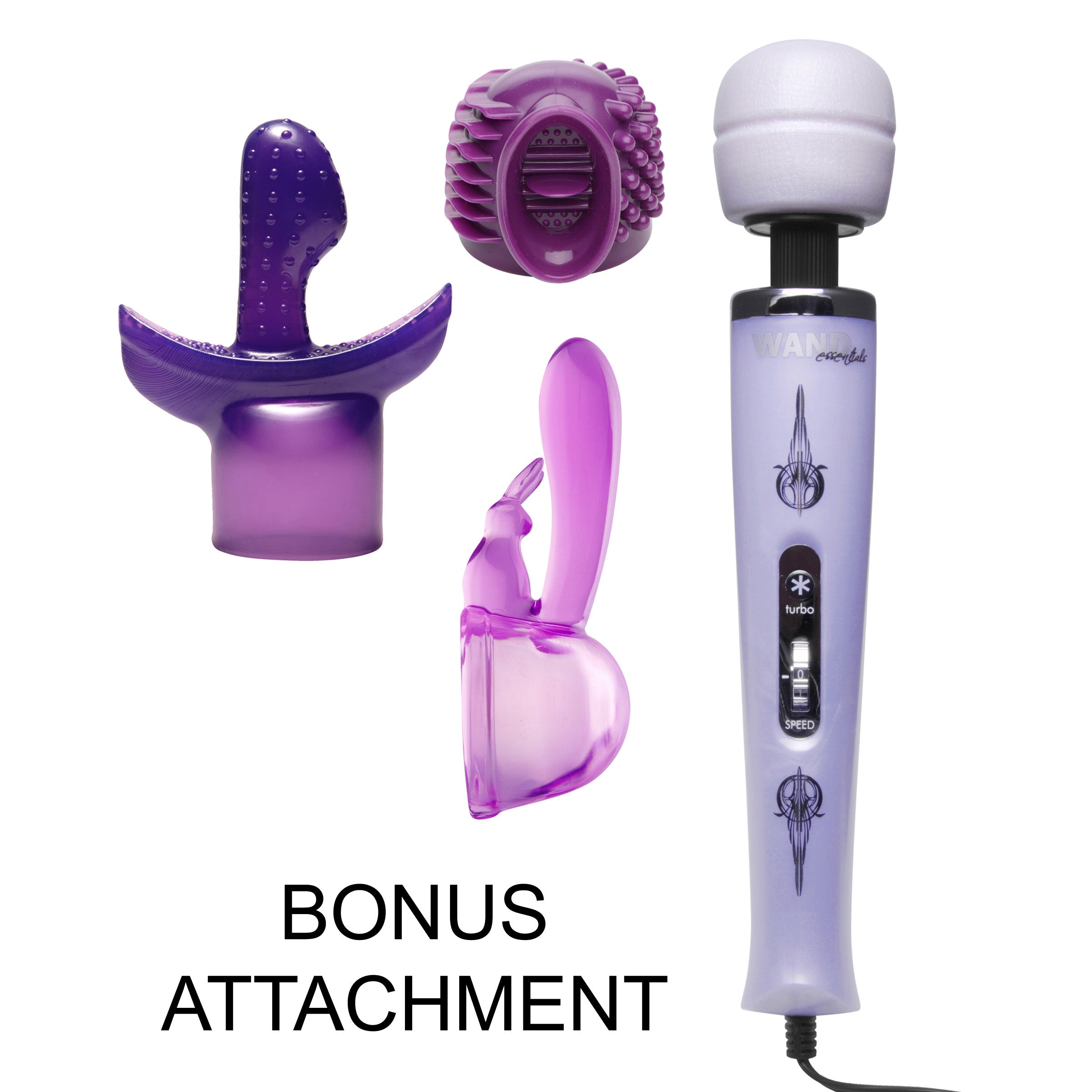 Wand Essentials Turbo Purple Pleasure Wand Kit with Free Attachment Purple