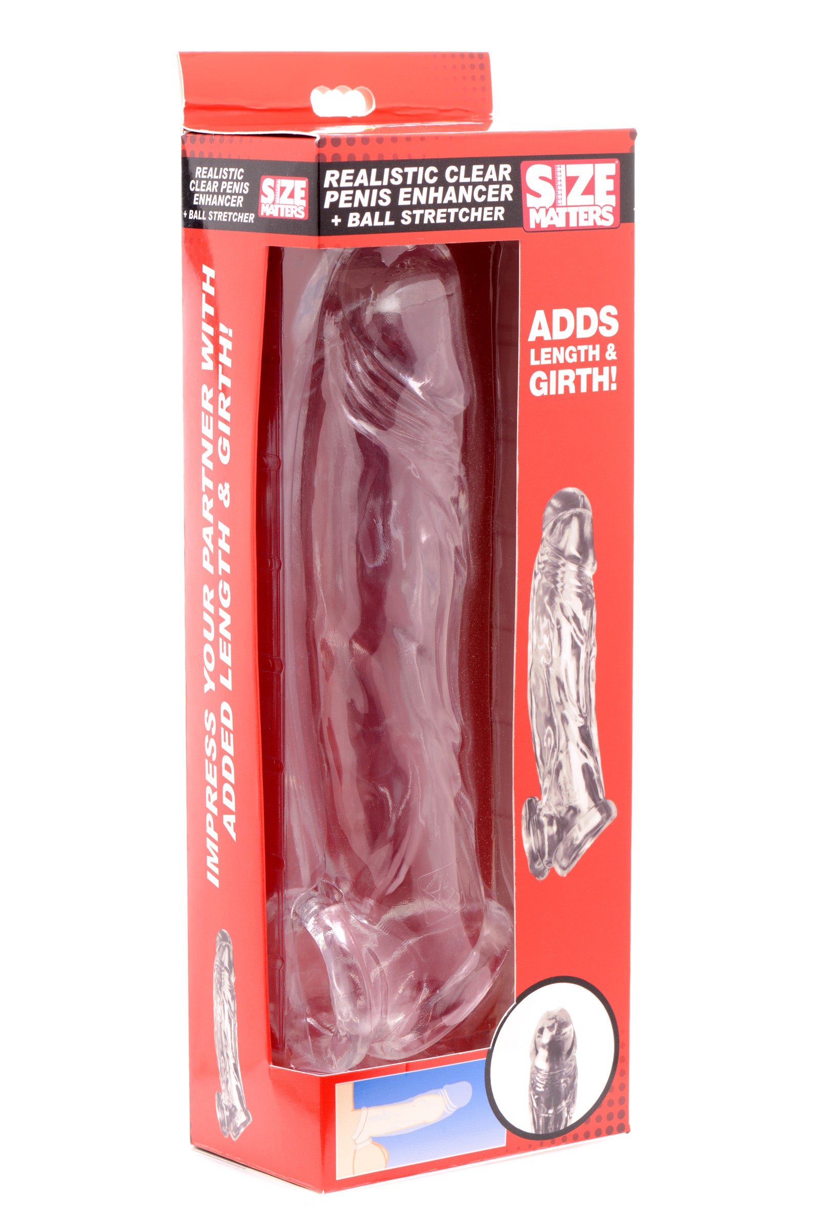 Size Matters Realistic Clear Penis Enhancer and Ball Stretcher Clear