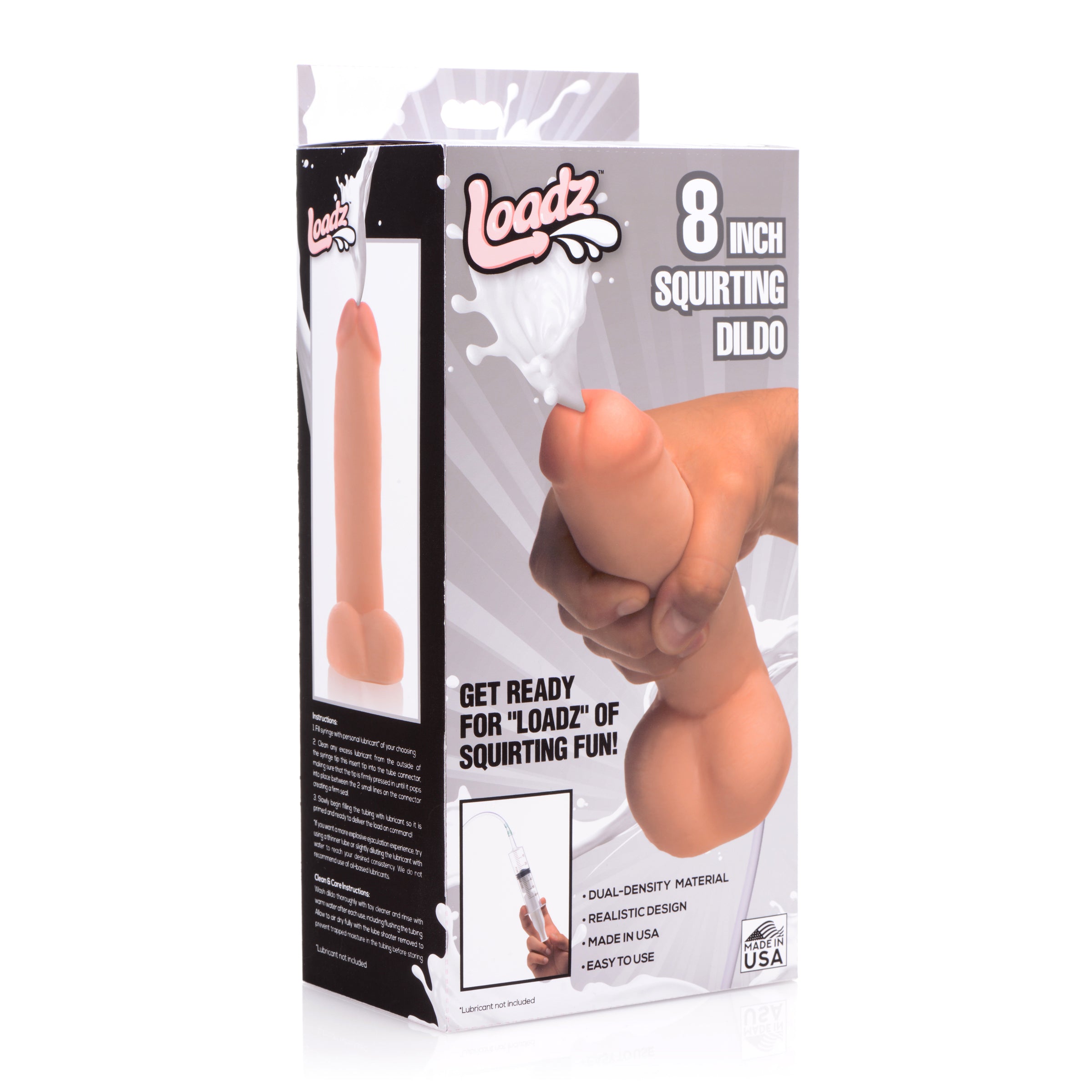 Loadz 8 Inch Realistic Dual Density Squirting Dildo Flesh