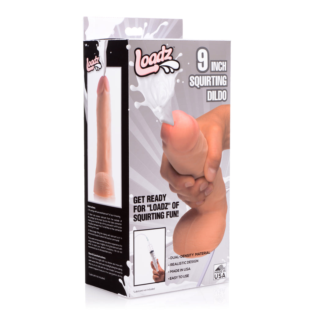 Loadz 9 Inch Realistic Dual Density Squirting Dildo Flesh