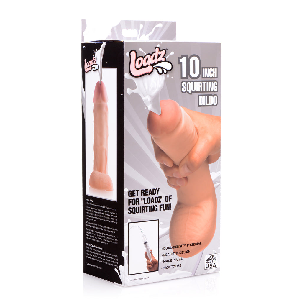 Loadz 10 Inch Realistic Dual Density Squirting Dildo Flesh