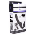 Strap U Slim Rider Ribbed Vibrating Silicone Strapless Strap On Black