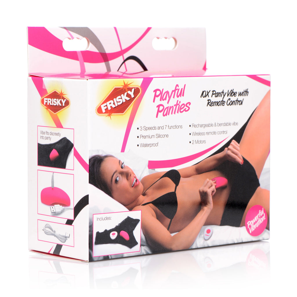 Frisky Playful Panties 10X Panty Vibe with Remote Control Black