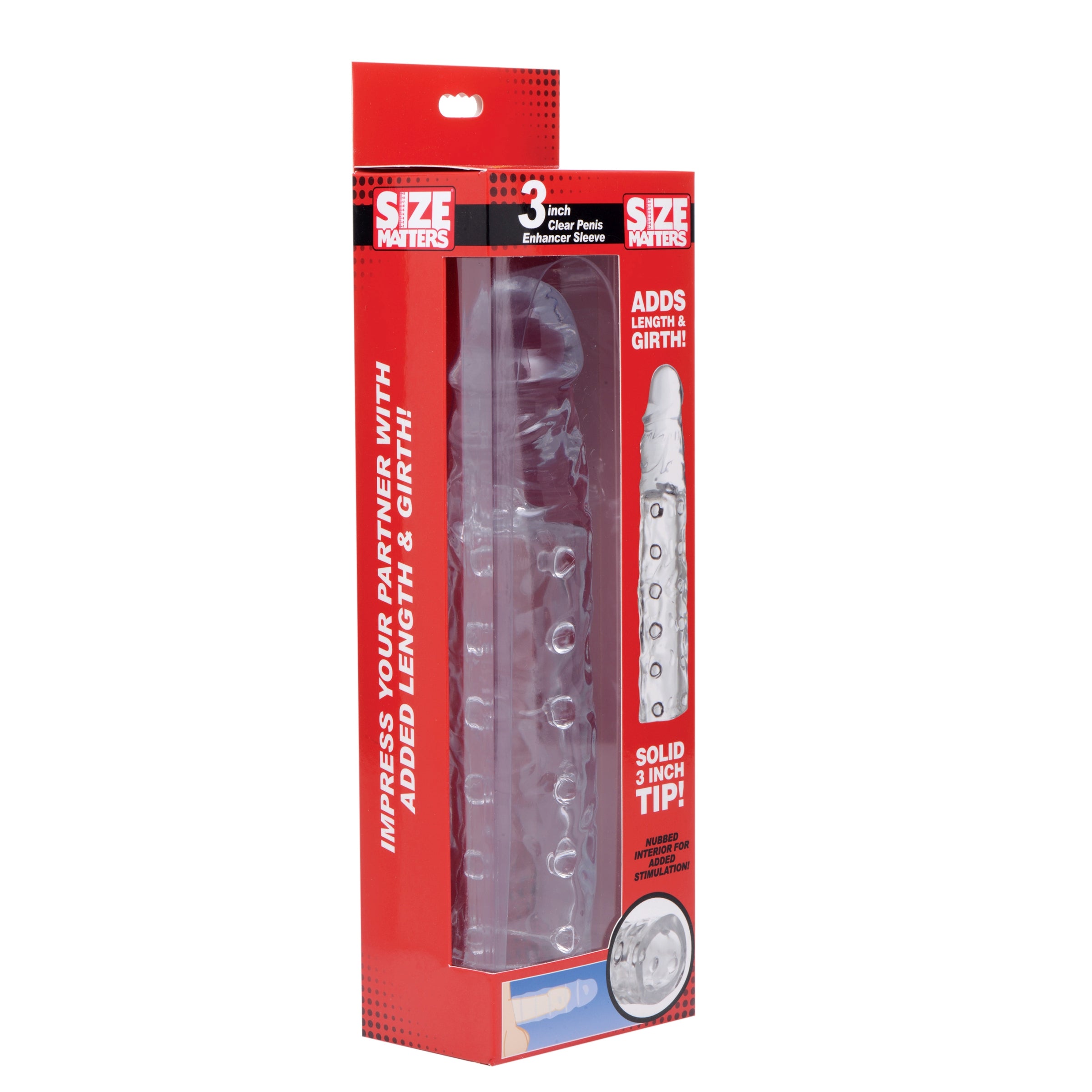Size Matters 3 Inch Clear Penis Enhancer Sleeve Clear