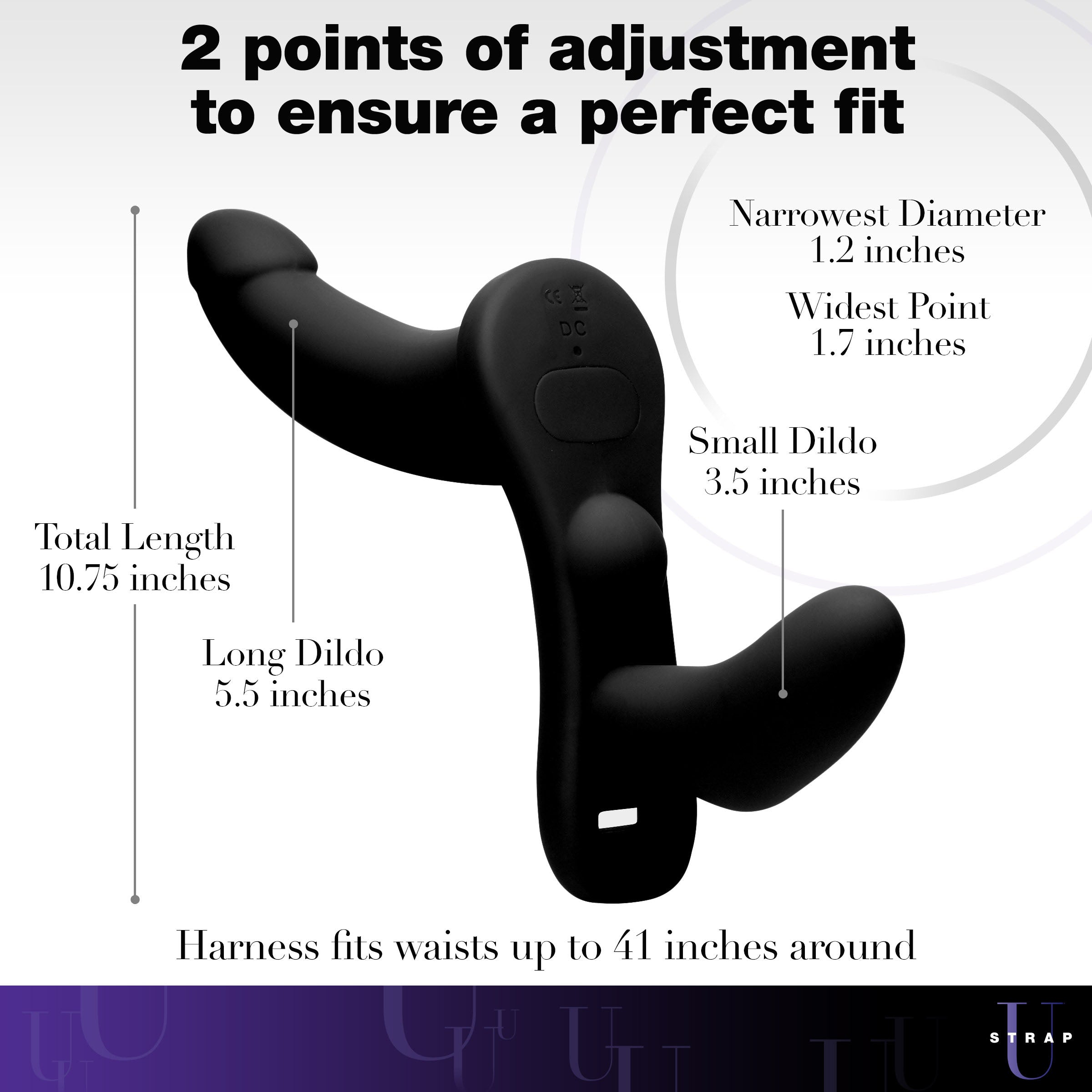 Strap U Double Take 10X Double Penetration Vibrating Strap-on Harness - Purple Black