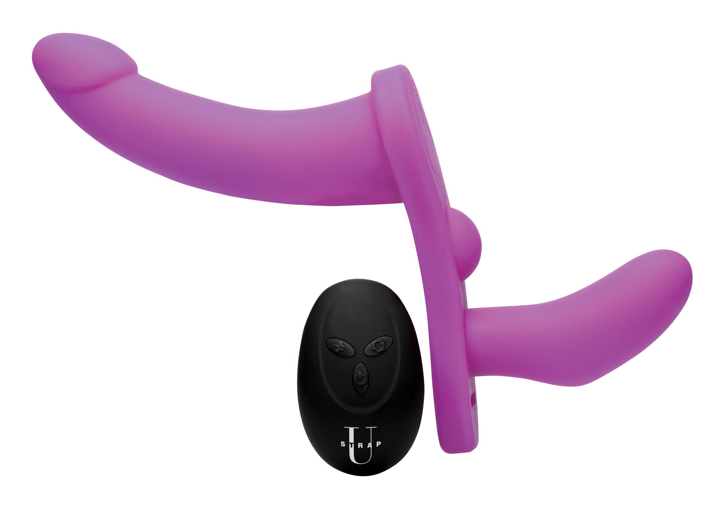Strap U Double Take 10X Double Penetration Vibrating Strap-on Harness - Purple Purple