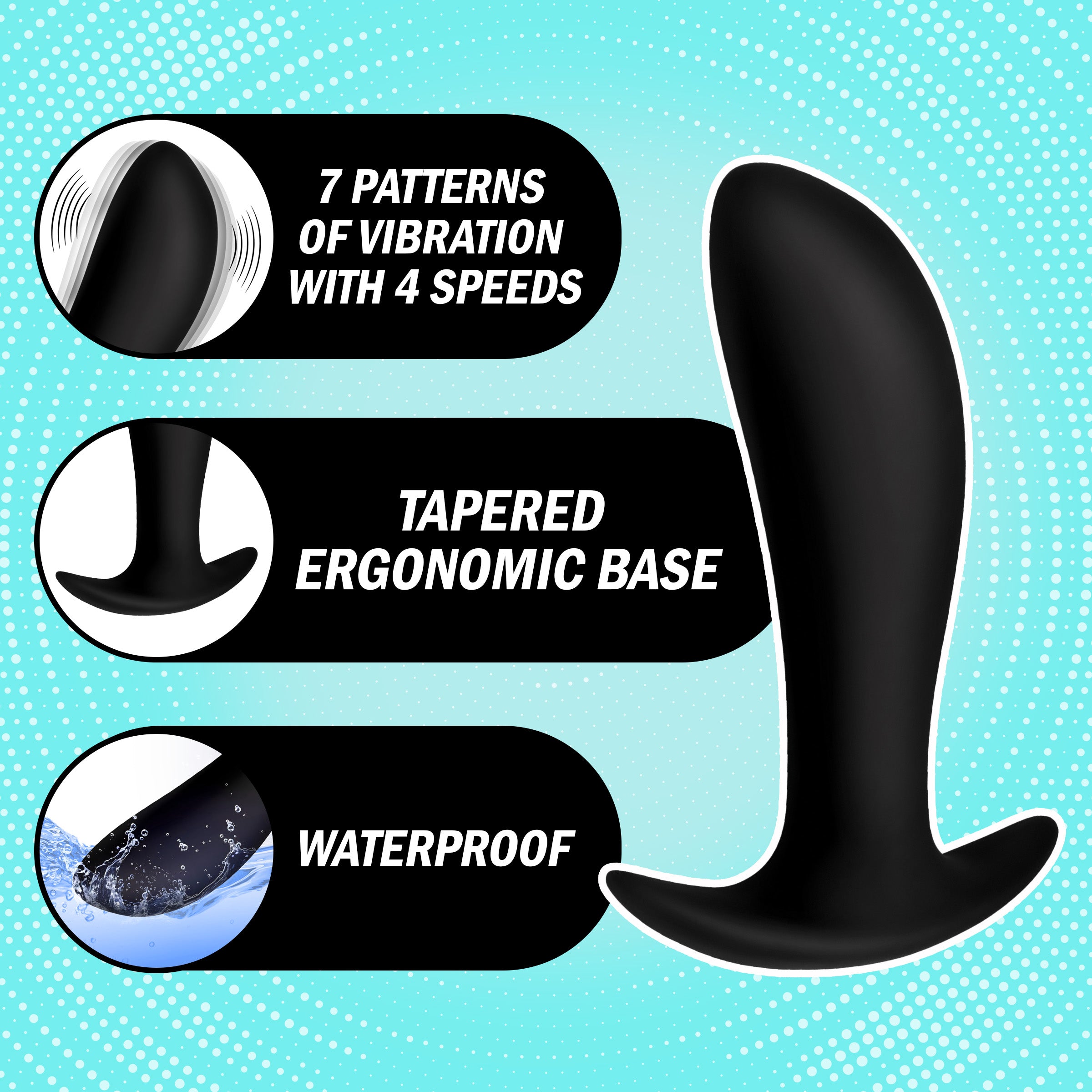 Under Control Silicone Prostate Vibrator with Remote Control Black