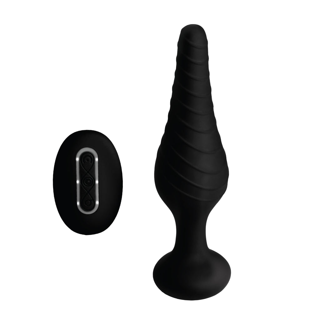 Under Control Silicone Vibrating Anal Plug With Remote Control Black