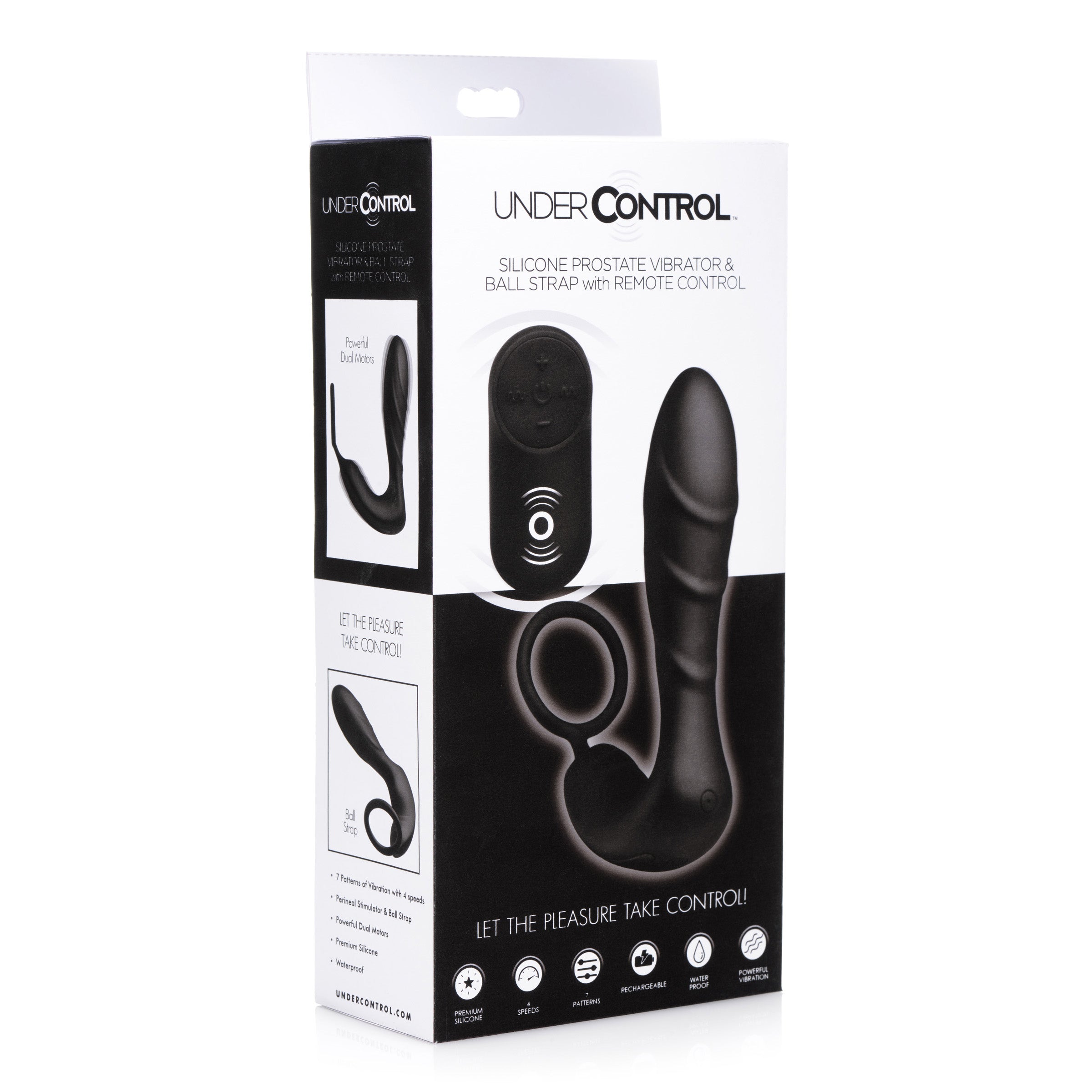 Under Control Silicone Prostate Vibrator and Strap with Remote Control Black