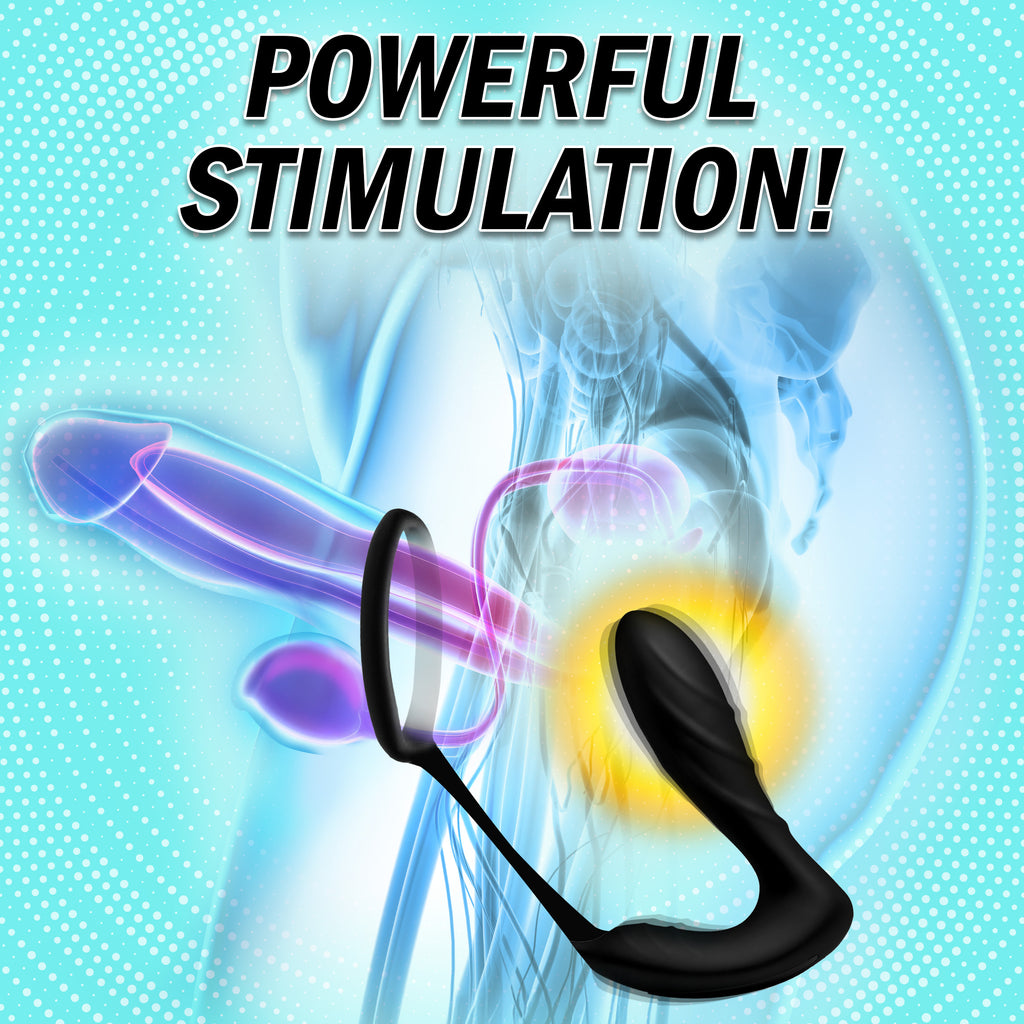 Under Control Silicone Prostate Vibrator and Strap with Remote Control Black